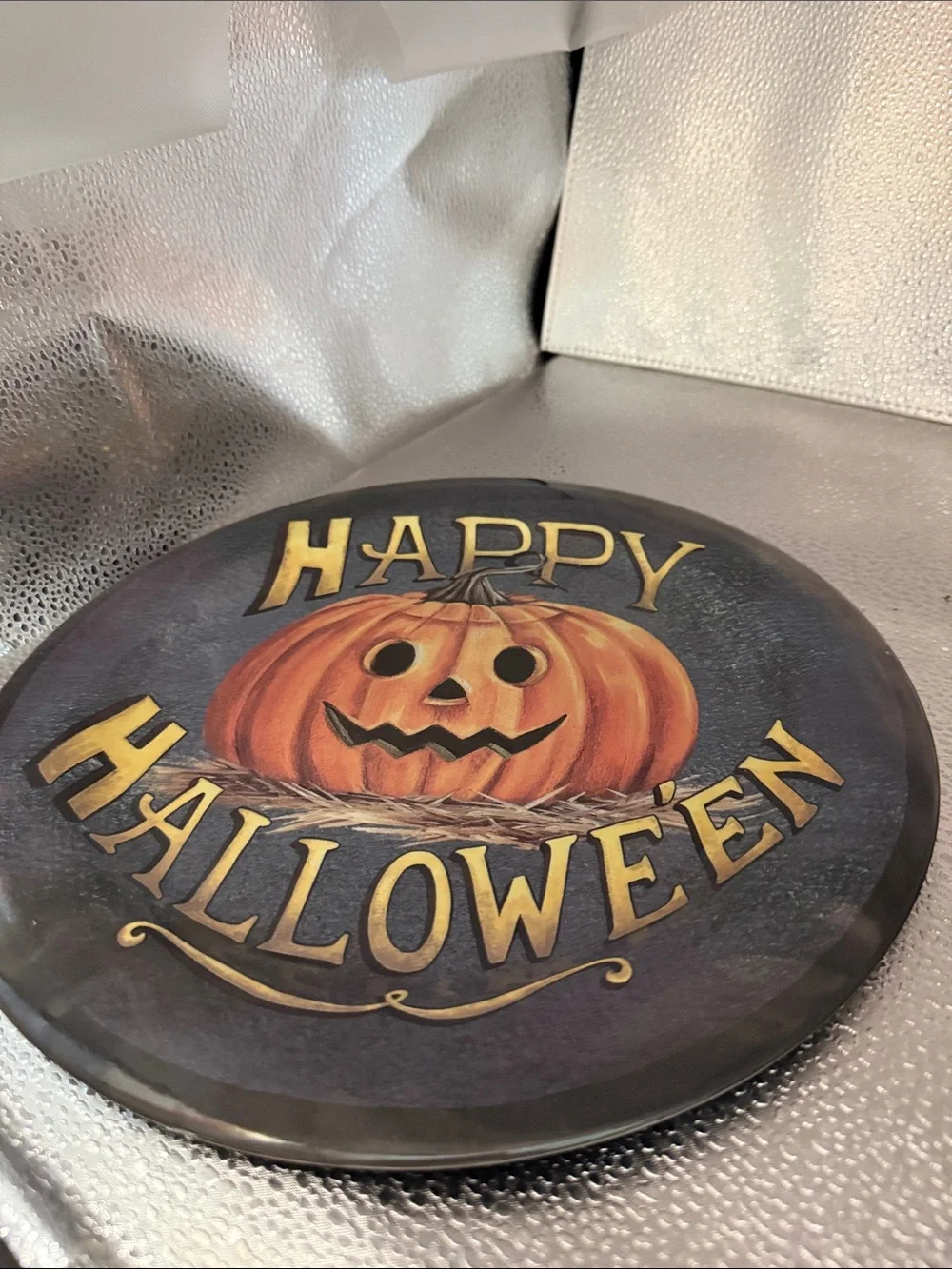 Happy Halloween Pumpkin Decorative Serving Platter - Orange